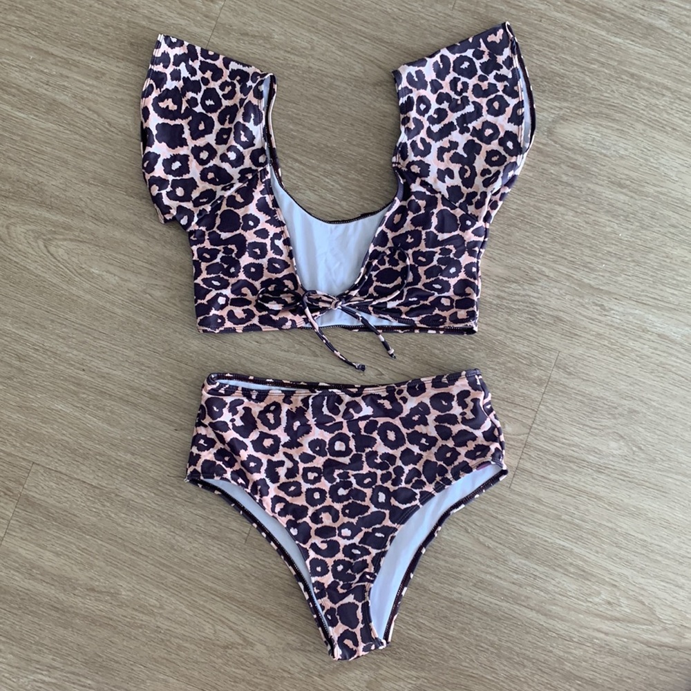 NWT Off Shoulder Leopard Bathing Suit